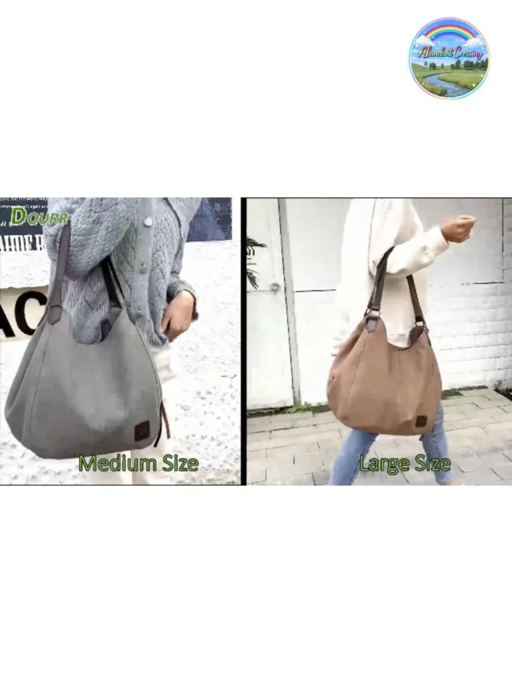 Canvas Multi-Pocket Hobo Shoulder Tote Bag for Women Travel Work Daily Purse